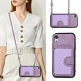 thumbnail image 4 of Mantto Case for iPhone XR,Wallet Phone Case Cute Leather Case with Card Holder Crossbody Cover for Women Girls Strap Wristlet RFID Blocking Shockproof For iPhone XR,Purple, 4 of 8
