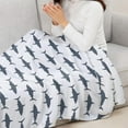 thumbnail image 3 of Shark Throw Blankets 60'''' x 80'''', Shark Silhouette White Backdrop - Lightweight Super Soft Microfiber Blankets All Seasons for Couch/Sofa/Gift, 3 of 6