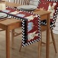 thumbnail image 2 of Table Runner Dresser Scarves 70 Inch Long, Chef with Food Knife Fork Red Pattern Linen Dining Table Runners Buffalo Plaid Frame Tabletop Scarf for Wedding Holiday Party Kitchen, 2 of 7
