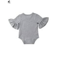 thumbnail image 4 of PULLIMORE Newborn Infant Baby Girls Clothes Long Flared Sleeve Romper Jumpsuit Bodysuit for 0-24 Months Baby (Gray), 4 of 9