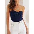 thumbnail image 2 of Womens Tube Tops Summer Sweater Twist Knot Front Knit Bandeau Strapless Ribbed Sleeveless Y2K Corset Crop Top, 2 of 6
