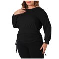 thumbnail image 1 of asdoklhq Plus Size Long Blouses,Women's Casual Irregular Waist Pleated Sweatshirt Solid Color Plus Size Top, 1 of 6