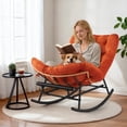 thumbnail image 3 of Papasan Rocking Chair with Foot Rest, Papasan Chair with Thick Removable Cushion and Metal Frame, Lounge Chairs and PE Rattan Rocker for Patio, Garden, Lawn, Living Room, 3 of 8