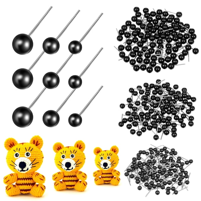 300 piezas de ojos de plástico para manualidades, accesorios para hacer muñecas con fieltro de aguja.