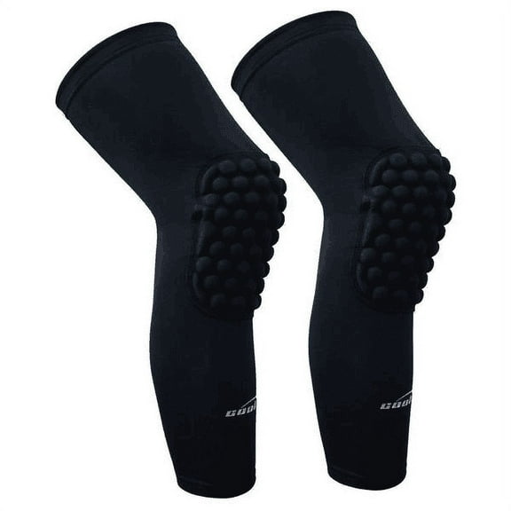 COOLOMG 2 Packs (1 Pair) Kids Adult EVA Pads Crashproof Basketball Leg Knee Long Sleeve Protector Gear Black S