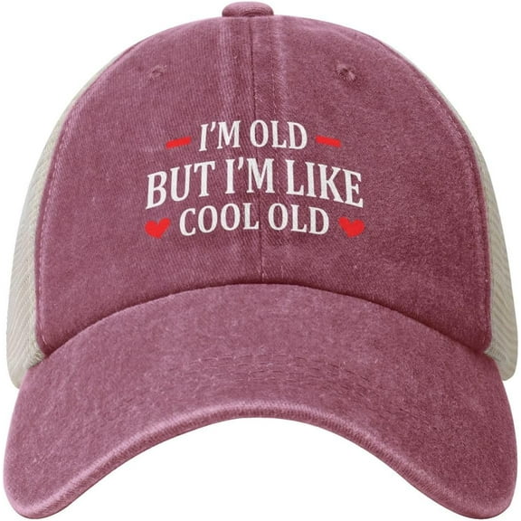 I'm Old But I'm Like Cool Old Hat Mesh Trucker Hats for Men Women Adjustable Vintage Washed Cotton Baseball Cap