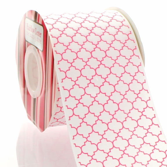 3" Hot Pink Quatrefoil Grosgrain Ribbon 25 Yard