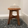 thumbnail image 7 of EcoDecors® Shoji® 13.5” Teak Wood Round Compact Shaving Shower Foot Stool, 7 of 7