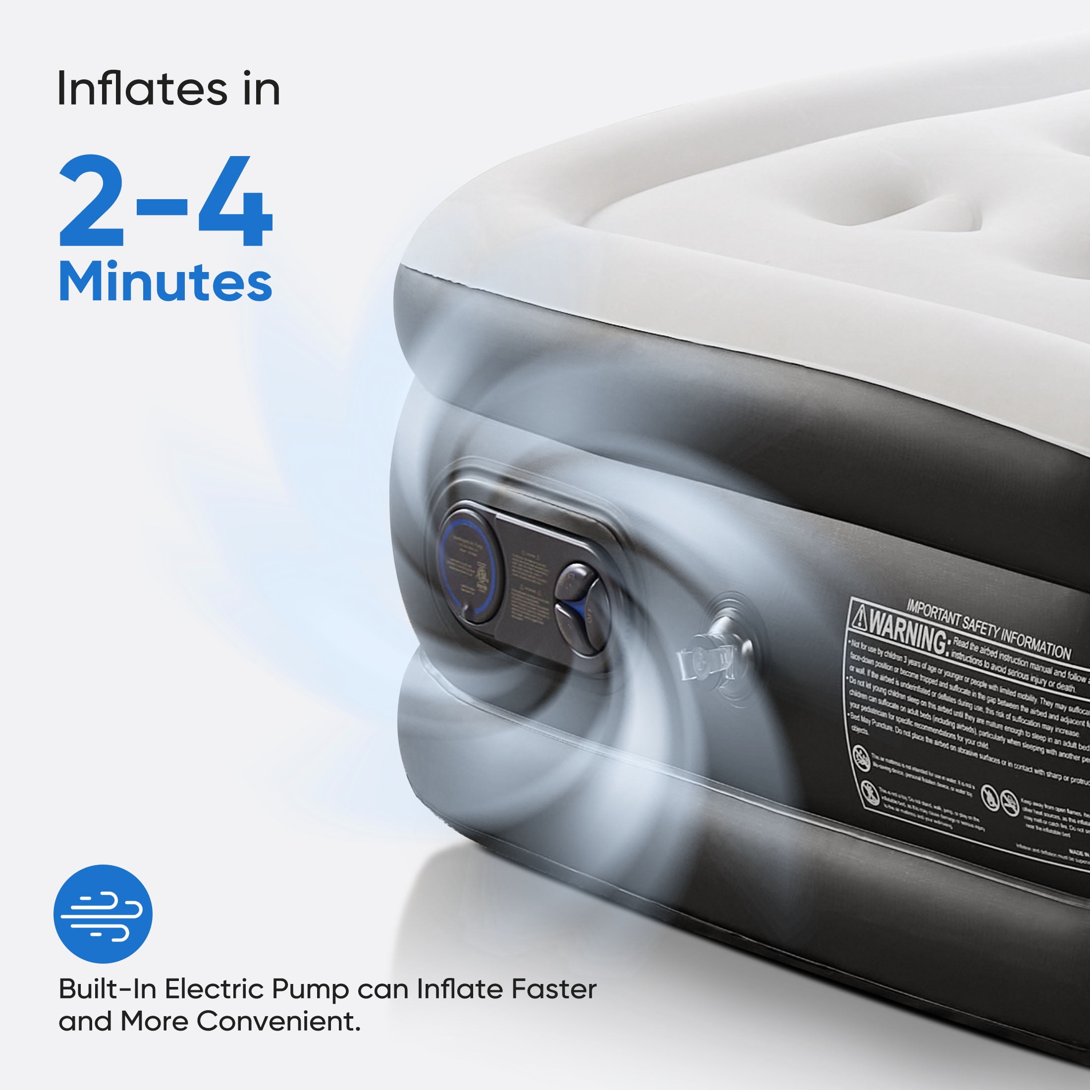 EDX 18'' Twin Airbed  Mattress with Built-in Pump, Inflatable Mattress for Home & Camping