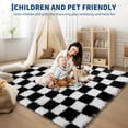 thumbnail image 4 of Haperlare 2'x6' Checkered Shag Rug Fluffy Area Rug Carpet, Non-Slip Non-Shedding Indoor Rug Fuzzy Shaggy Floor Mats for Living Room Bedroom Dining Room, Black, 4 of 8