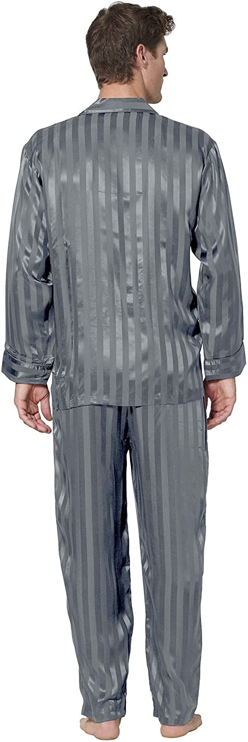 Intimo Mens Solid Jacquard Stripe Silk Pajama – PJammy