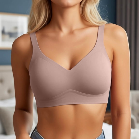 Seamless Full Coverage Lift Bra for Everyday Wear – Wireless V Shaping Underwear Providing Comfortable Full Bust Support and Gentle All Day Fit, M, Light Purple