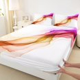 thumbnail image 5 of Manfei Watercolor Ink Painting Bed Sheets, Modern Abstract Art Fuul Size Sheets, Multicolor Purple Orange, Black Reversible 4 Pieces1 Flat Sheet + 1 Fitted Sheet + 2 Pillowcases, 5 of 6