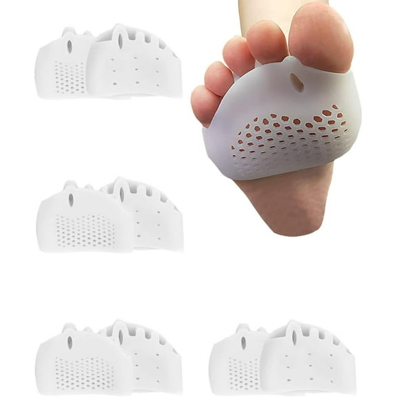 4 Pairs Metatarsal Gel Pads, Toe Separators to Correct Bunions and Foot Pain Relief, Toe Spacers for Feet, Forefoot Pads, Hammer Toe Corrector Big Toe Straighteners, Metatarsal Cushion for Women Men