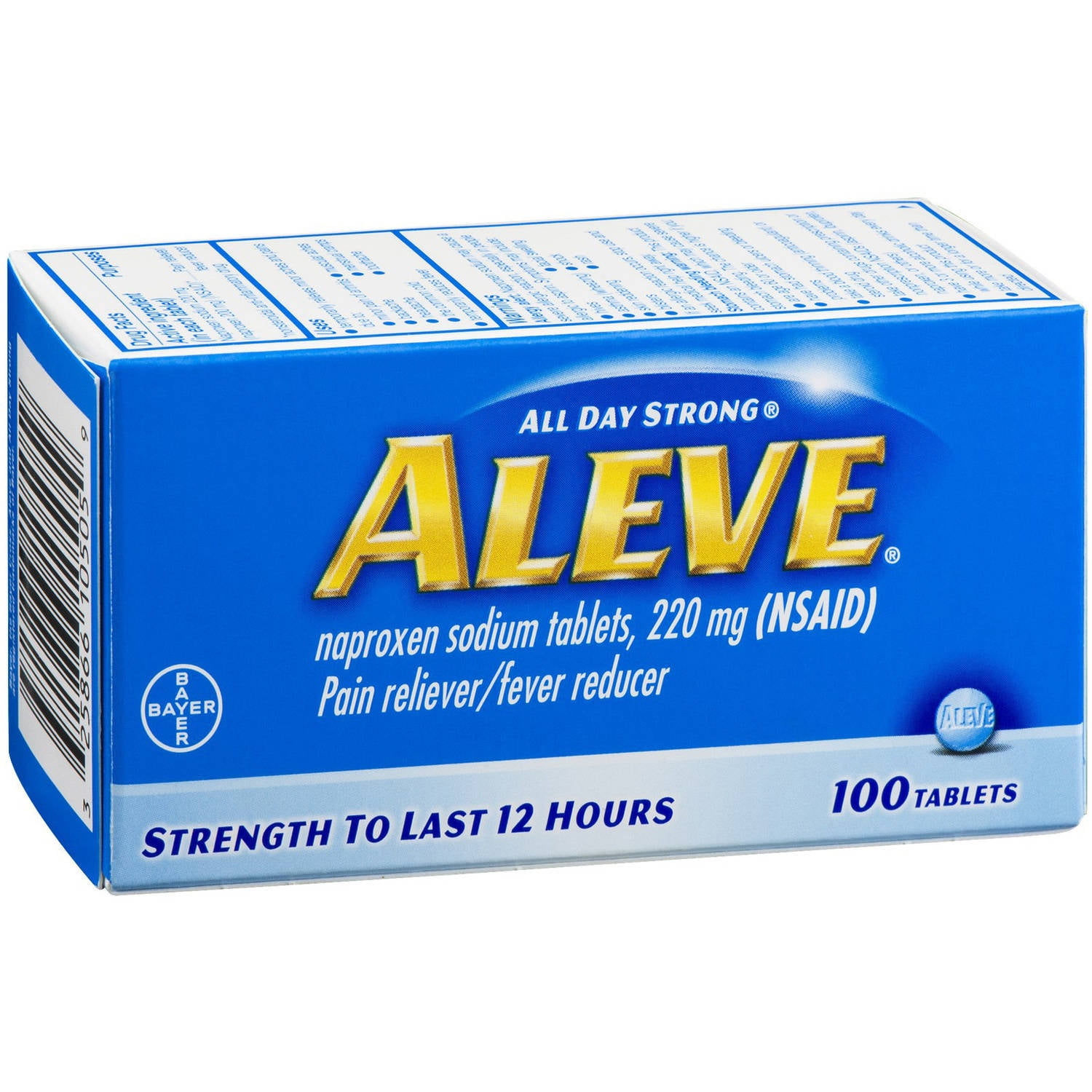 Aleve Naproxen Sodium Tablets, 100 CT (Pack of 6)