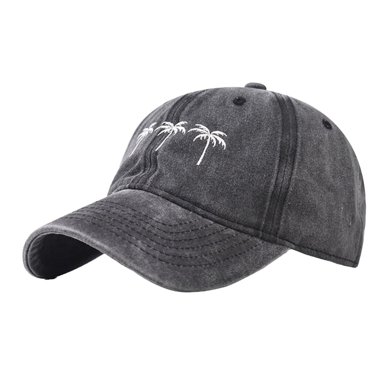 FKMJH Washed Cotton Baseball Cap Embroidered Palm Tree Hat 