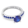 thumbnail image 3 of 2.25 Carat Round Cut Blue Sapphire Gemstone Luxurious Engagement Ring for Ladies Solid 14K White Gold Size 4.5 by Diamond-Capitals, 3 of 7