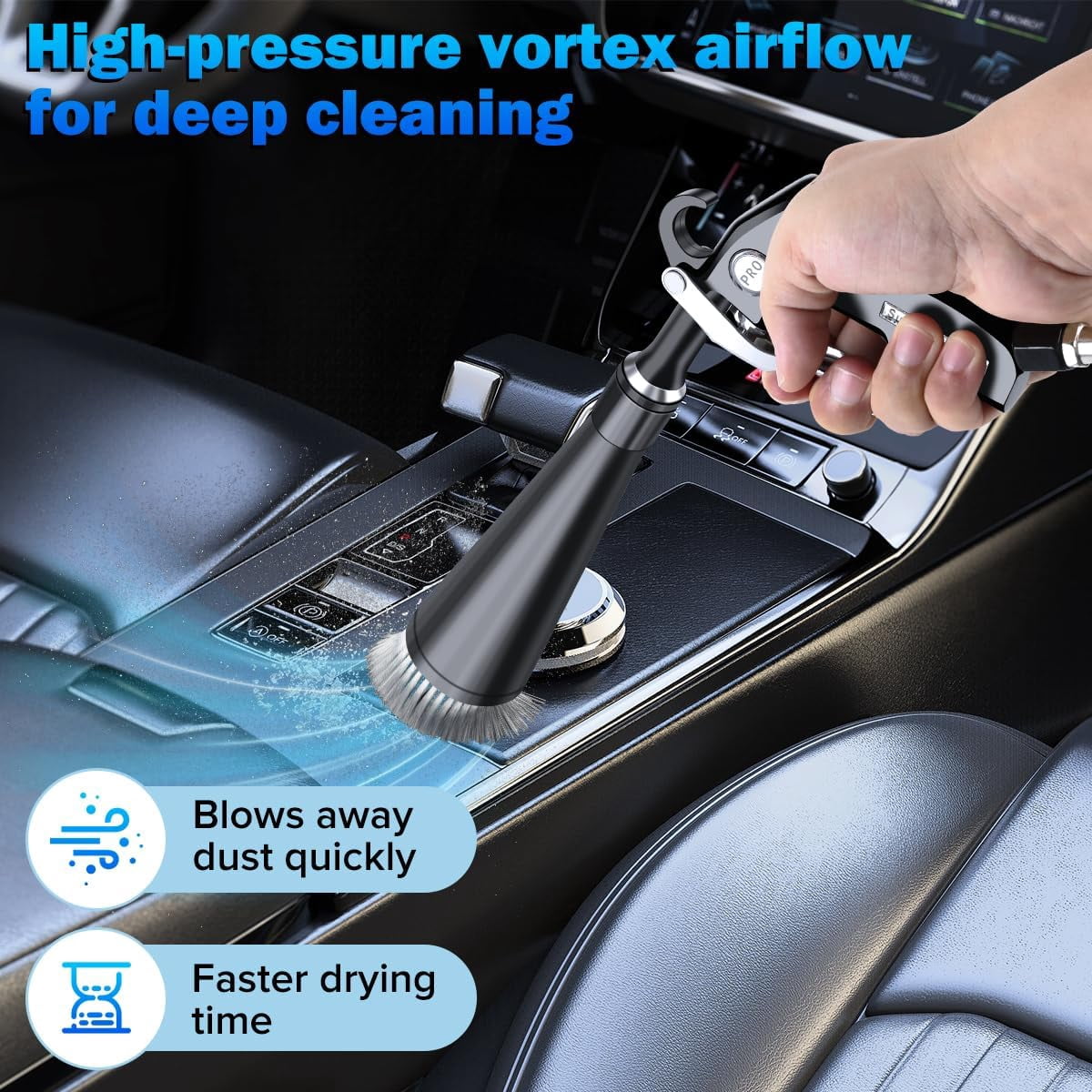 Dry Cleaning Gun,High-Pressure Air Blow Gun,Car Cleaning Gun,Air Nozzle Blow Gun, Car Air Blow Gun with 2 Nozzles,Works with Air Compressor and Quickly removes Surface Dirt and dust