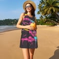 thumbnail image 3 of Balery Neon Gothic Skull Moon Vestidos de verano para mujer con estampado: vestido holgado sin mangas, vestido playero informal y cómodo para días calurosos., 3 of 7