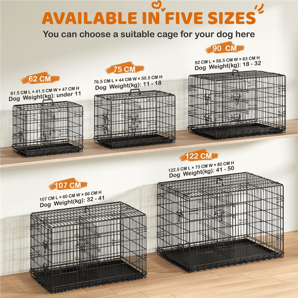 Alden Design 48″ Dog Crate with 2 Doors and Pull-out Tray for Large Dog, Black