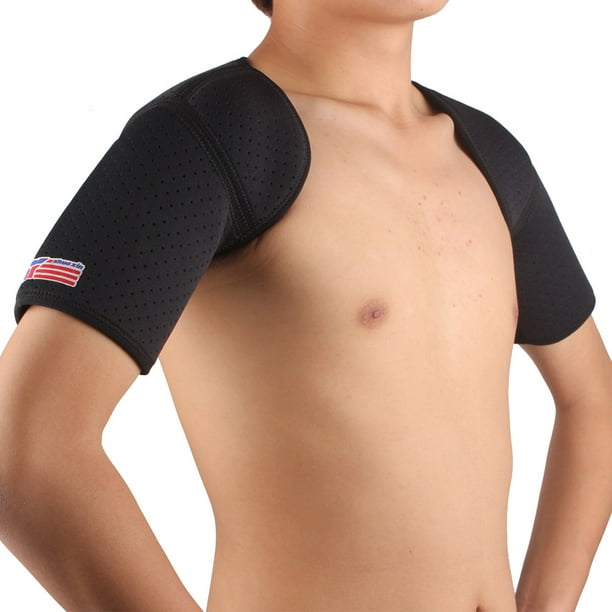 Sports Double Shoulder Brace Support Strap Wrap Belt Band Pad Support- Black
