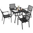 thumbnail image 5 of Gymax 4PCS Stackable Patio Dining Chairs Outdoor Metal Bistro Chairs W/ Curved Armrests, 5 of 5