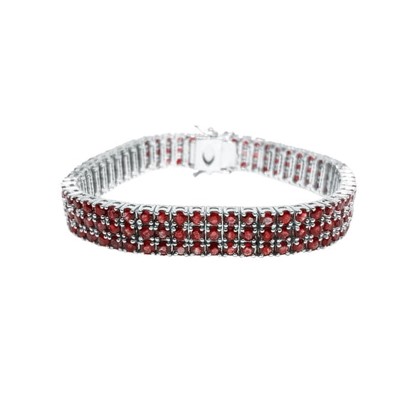 925 Silver Garnet Bracelet 3 Row Garnet Bracelet 14K gold plated Garnet Bracelet 3 Line Garnet Bracelet January Birthstone Bracelet