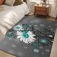 thumbnail image 4 of Daisy Butterfly Area Rugs 2.7'x5', Washable Small Throw Rugs for Kitchen Bedroom, Spring Floral Teal Butterflies Modern Art Indoor Outdoor Rug Non-Slip Low Pile Carpet Runner Reversible Floor Mats, 4 of 8