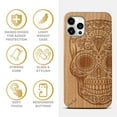 thumbnail image 4 of Case Yard Wooden Case Outside Soft TPU Silicone, Slim Fit Shockproof Wood Protective Phone Cover for Girls Boys Men and Women, Supports Wireless Charging Diamond Skull Design case for iPhone-11-Pro, 4 of 7