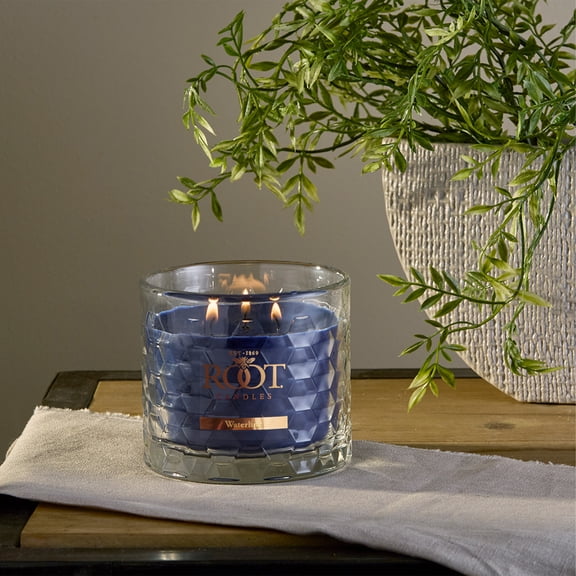 ROOT Candles Waterline Scented Candle, 12 oz 3-Wick Honeycomb Jar – Fresh Coastal Fragrance, Proprietary Beeswax Blend, Made in Medina, Ohio