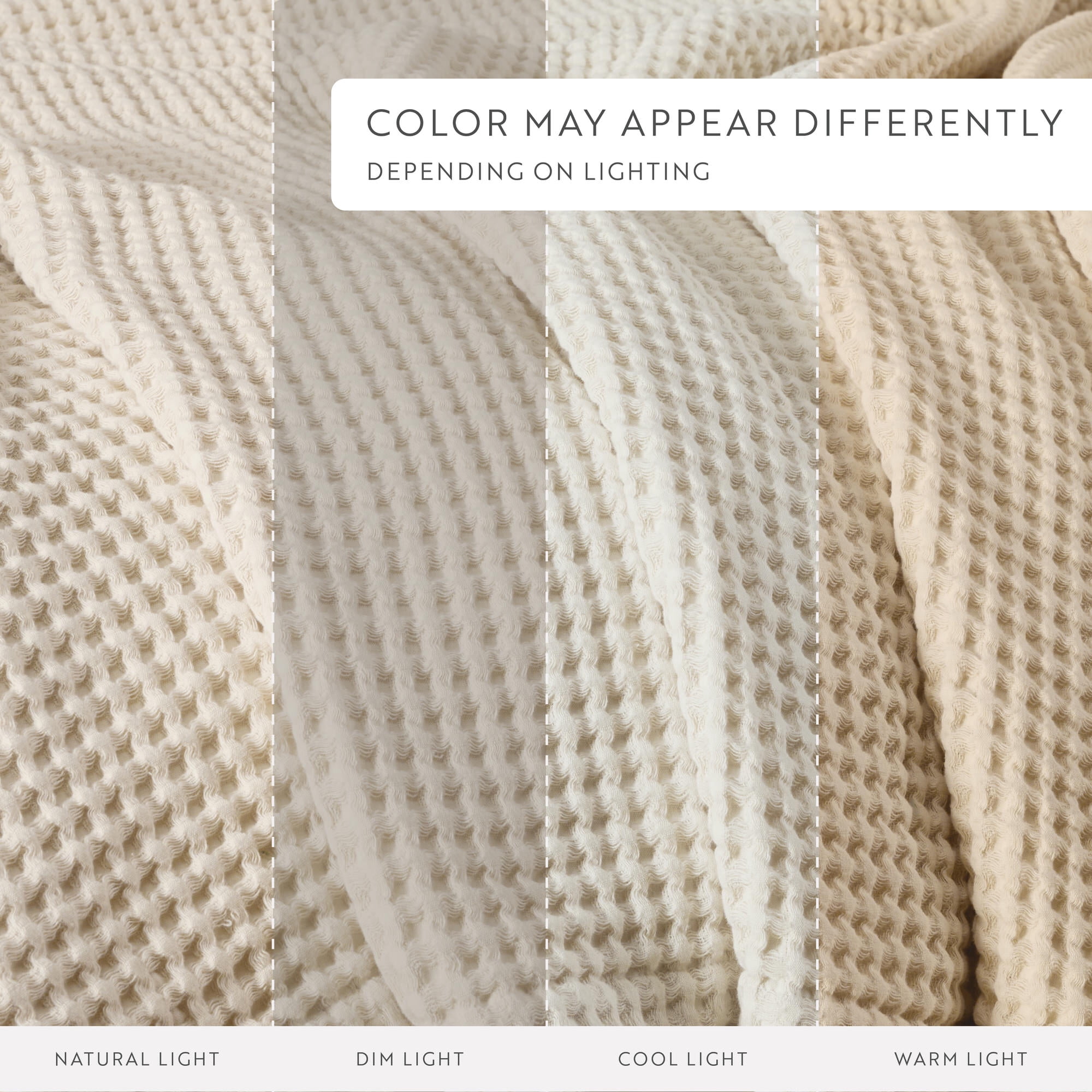 Noble Linens 100% Cotton Waffle Texture Bed Blanket, Natural, King/Cal King