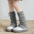 thumbnail image 2 of AWZXDE Kids Socks Girls Japanese Style Solid Color Everyday Versatile Cute Knit Leg Warmers - Warm and Comfortable for Daily Use Grey, 2 of 4
