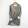 thumbnail image 2 of IROINNID Long Sleeve Shirts for Women Winter Warm Deals Women's Plush Thermal Undershirt Halloween Printed Long Sleeved Round Neck Top,Dark Gray, 2 of 5