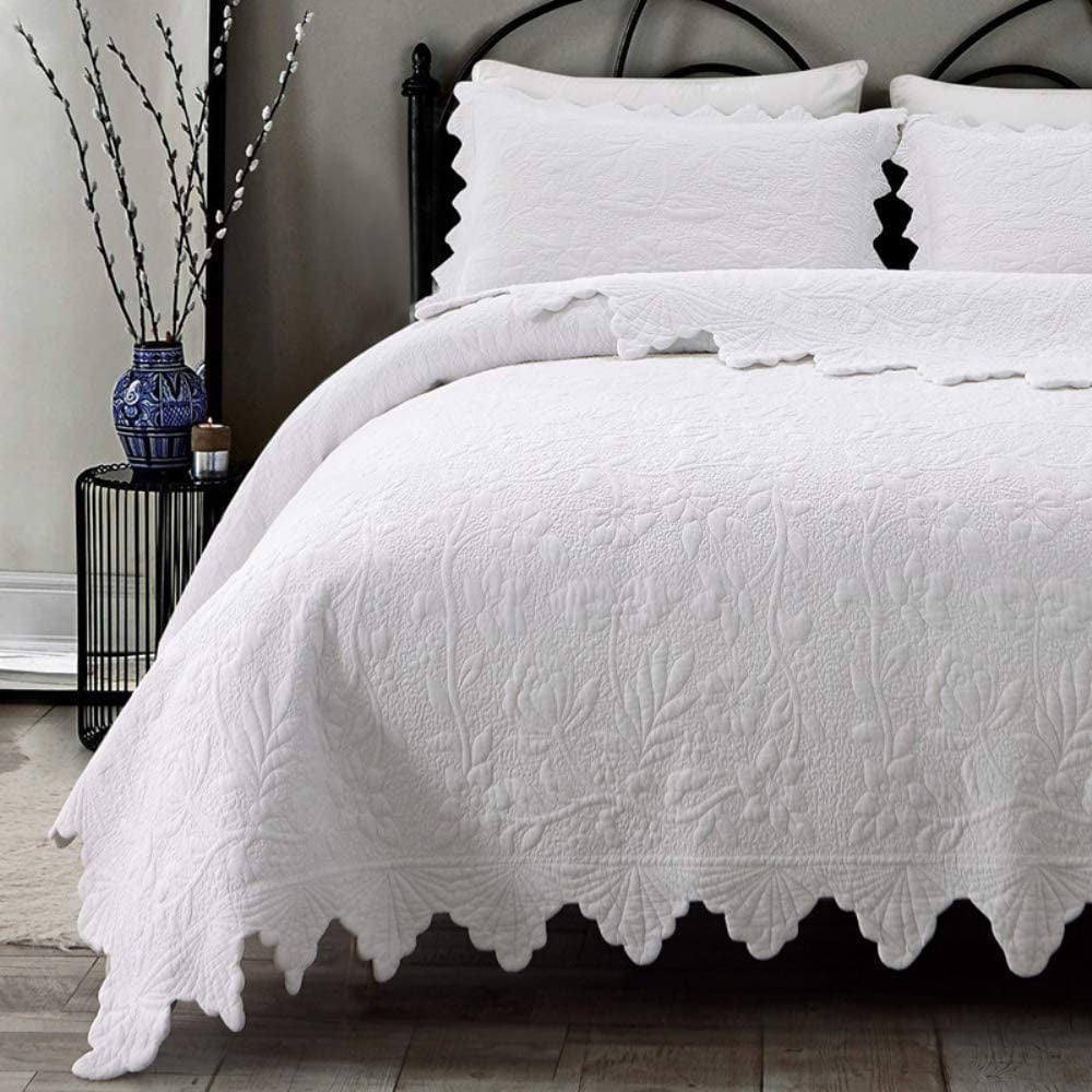White Quilts Set King Size Coverlet Set 