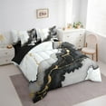 thumbnail image 3 of Erosebridal Splashing Ink Marble Bed in a Bag King Size,Balck Ink Fluid Art Bed Set,Splash Marbling Bedding King Size For Boys,Microfiber Bedroom Decor Reversible,7 Pieces, 3 of 6