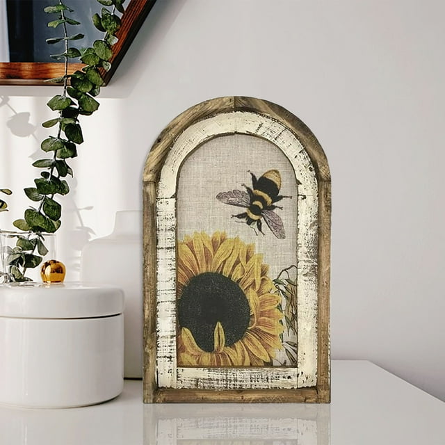Xihbxyly Arte Mural de Girasol, Decoración de Madera para Exteriores, Acabado Antioxidante, Fácil de Colgar, Idea de Regalo Única, para Uso En Interiores y Exteriores, para Sala de Estar y Jardín, Ta