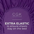 thumbnail image 4 of CGK Linens Hotel Luxury Single Fitted Sheet Only - King Size Wrinkle-Resistant Bottom Sheet, Fits Mattress Up To 16", Purple, 4 of 6