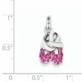 thumbnail image 2 of Beautiful Sterling Silver Rhodium-platedPink CZ Enamel Ballet Slipper Charm, 2 of 2