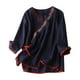 thumbnail image 2 of Fiudx Ofertas y Liquidaciones Top de Manga Corta con Cuello En V y Lino con Bordado Renacentista para Mujer Top de Manga Corta con Cuello En V, 2 of 3