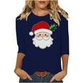 thumbnail image 2 of Gamivast Women's Christmas Tops Holiday 3/4 Length Sleeve Merry Christmas Shirt Santa Graphic Trendy Tee Tops Xmas Party Crew Neck Winter Fashion Pullover 3XL, 2 of 5