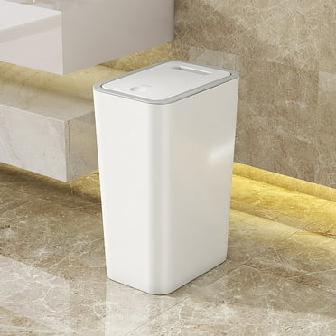 Fiudx Small Trash Can, 13 Gallon, Adult, Plastic, White, 1 Count
