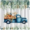 thumbnail image 2 of Autumn Pumpkin Truck Shower Curtain Fall Thanksgiving Harvest Farmhouse Rustic Watercolor Leaves Floral Fabric Bath Curtain Set with Hook, 2 of 3