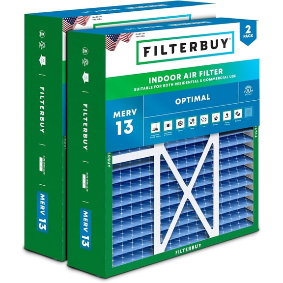 Filterbuy 22x24x5 Air Filter MERV 13 Smoke Defense, Pleated HVAC AC Furnace Filter Replacement for Amana & Goodman, 2-Pack