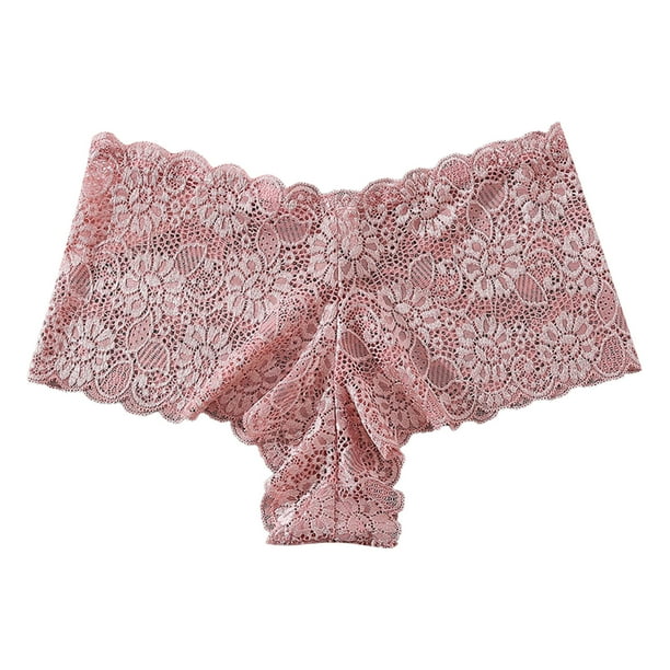 Gibobby Ropa interior bikini elastica Ropa interior calada Sexy encaje para mujer cintura trasera encaje cintura media alta hueco transpirable cinturon ensanchado bragas Rosa XXL Walmart en linea