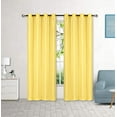 thumbnail image 1 of 2 Panel Faux Silk Solid Curtain Drapes with Bronze Grommet 108" Total width by 84" L, Solid Color Curtain Panels for any bedroom or patio door - Non-blackouts / Semi sheer Panels - Yellow, 1 of 5