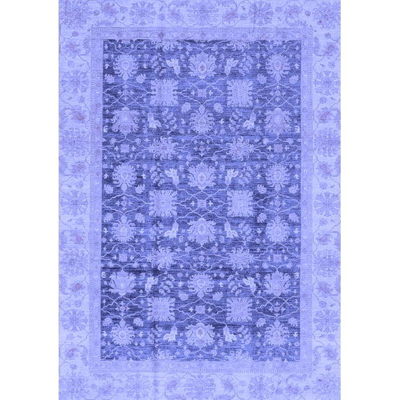 Ahgly Company Machine Washable Indoor Rectangle Oriental Blue Modern Area Rugs, 4' x 6'