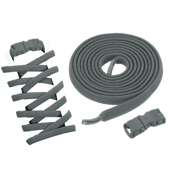 4 Pack Elastic Tieless Shoe Laces No Tie Flat Shoelaces Stretch Shoes Strings for Adults Sneakers, Gray