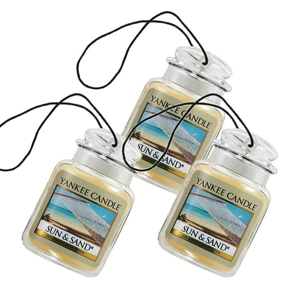 Yankee Candle Car Jar Ultimate Odor Neutralizing Air Freshener, Sun & Sand 3-PAK