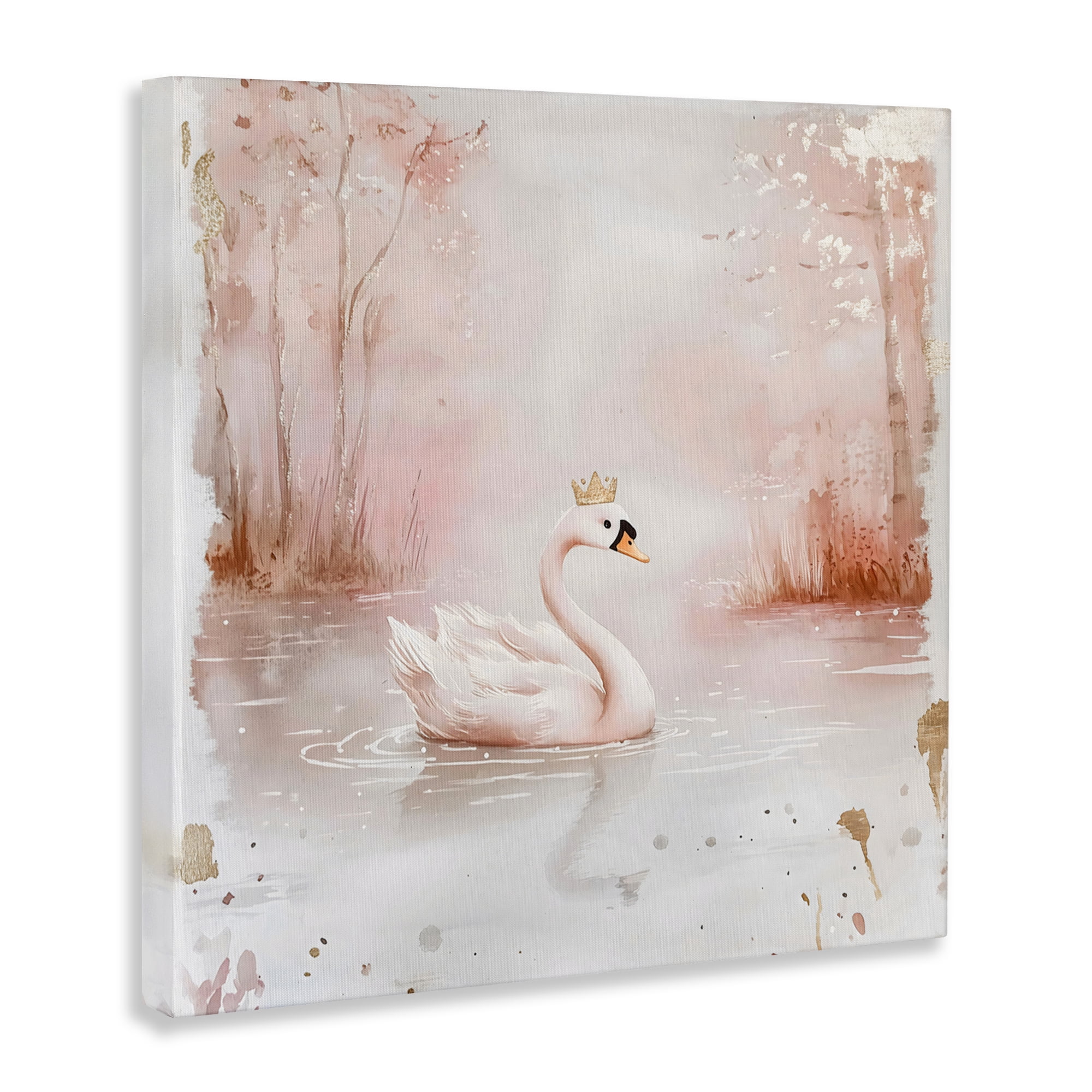 Stupell Industries Swan with Crown in Pastels Canvas Wall Art, design by Creative Studio