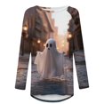 thumbnail image 2 of Hvogkswy Halloween Shirts for Women Long Sleeve Crewneck Printed Tee Holiday Graphic Tops for 2026, 2 of 4